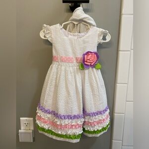 Rare Editions White Dress with Floral Accent / Size 18 months / EUC